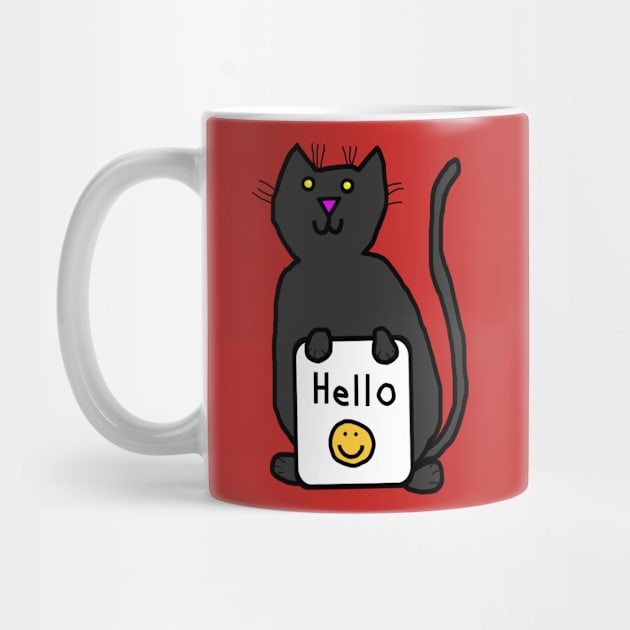 Cute Cat says Hello by ellenhenryart